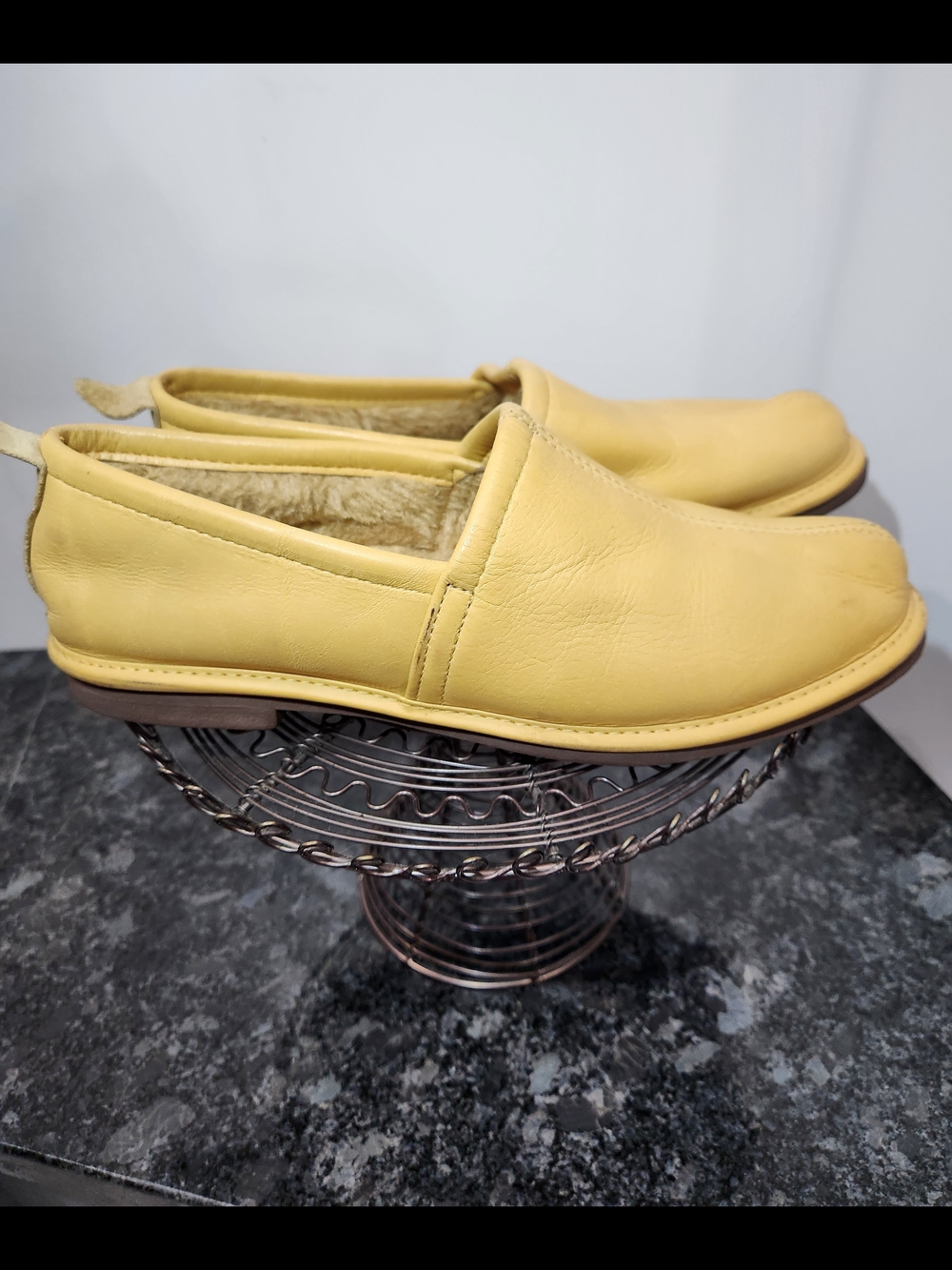 Turkish Yemeni Mens Slip-On Leather Loafers in Yellow
